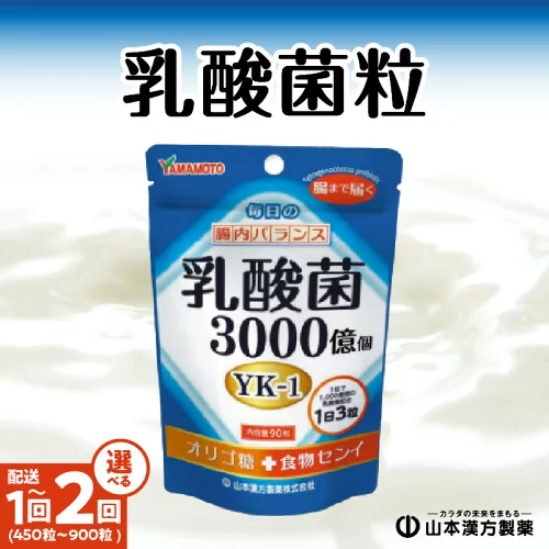 【ふるさと納税】1粒に1,000億個 乳酸菌 山本漢方 粒 30日分 90粒 5袋 セット 約150日分 選べる 単品 定期便 YAMAKAN 錠剤 飲みやすい 手軽 オリジナル YK‐1 オリゴ糖 食物繊維 腸内環境 腸活 腸内バランス 健康維持 免疫力 自社一貫製造 タブレット 愛知県 小牧市 送料無料
