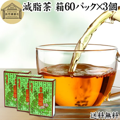 減脂茶 60パック×3個 ダイエット茶 ダイエットティー ギムネマ茶 配合 ぎむねま茶 ギムネマシルベスタ 決明子 ケツメイシ 甘草 カンゾウ サンザシ ギムネマ葉 送料無料 ダイエット サポート サプリ 漢方 生薬 ハーブティー お茶 ティーパック ティーバッグ 薬草茶 健康食品