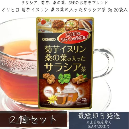 菊芋イヌリン桑の葉の入ったサラシア茶 3g×20袋 ×2個セット │ 健康茶 ノンカフェイン サラシア 菊芋 桑の葉 イヌリン 血糖値 糖質ケア ダイエット サポート 健康管理 食後ケア 日本製 ティーバッグ 正規品